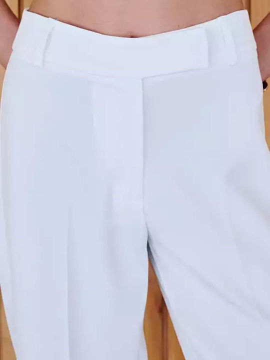Women's High-waisted Fabric Trousers Flared Regular Fit White