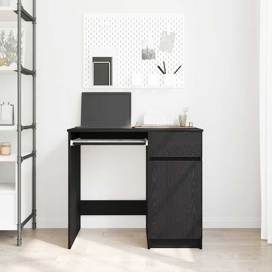 Birou De Lemn Negru Stejar 86x49x76cm