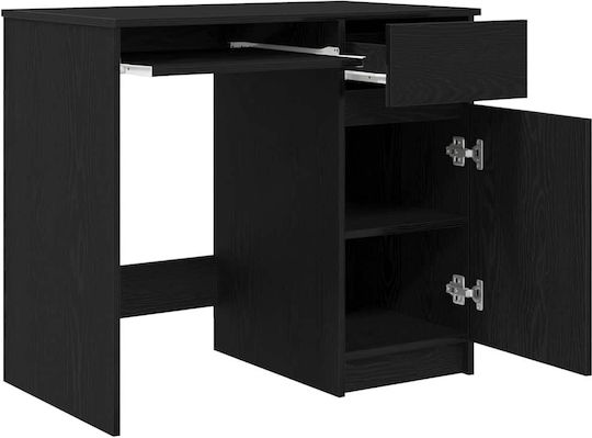 Birou De Lemn Negru Stejar 86x49x76cm