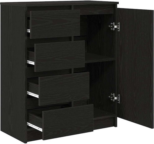 Office Storage Drawer Wooden Black Oak 71x35x84cm
