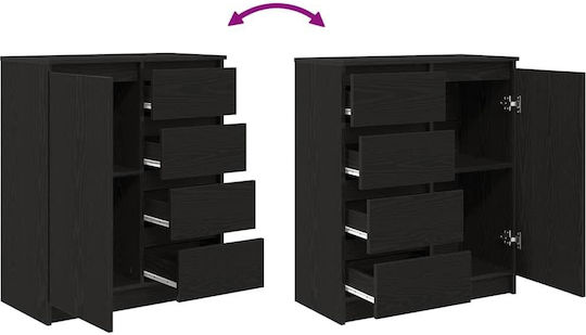 Office Storage Drawer Wooden Black Oak 71x35x84cm
