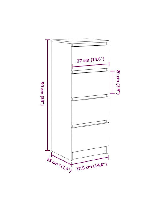 Συρταριέρα Γραφείου Ξύλινη Καφέ 37.5x35x99cm