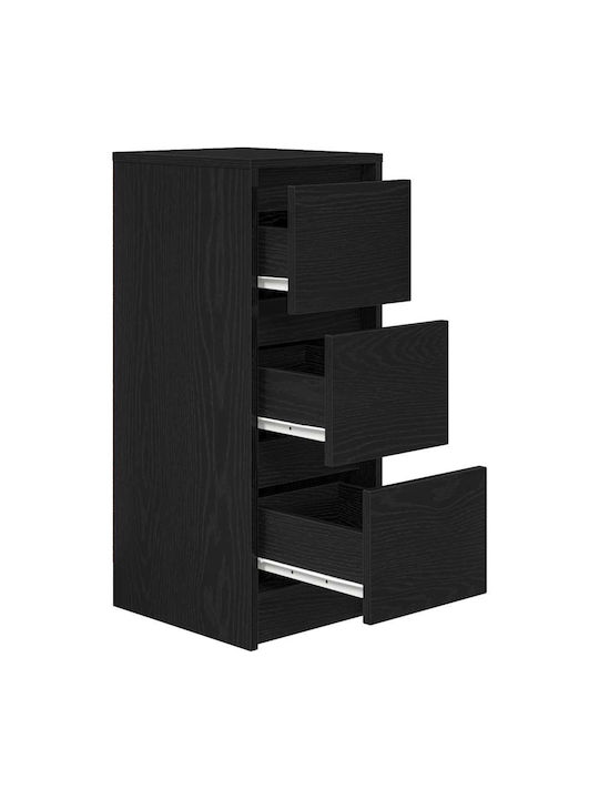 Office Storage Chipboard Drawer Black Oak, Black L29.5xW34xH76cm