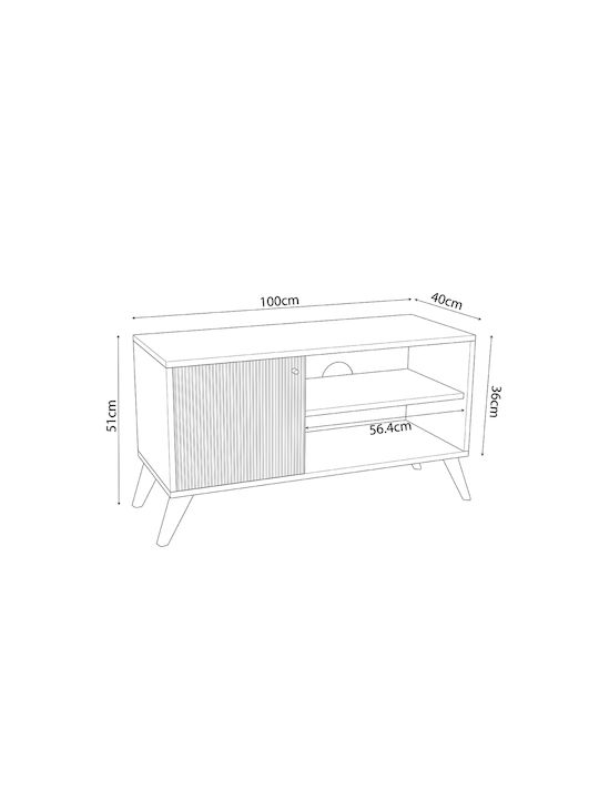 TV Stand Wooden Kruden Black-Natural L100xW40xH51cm