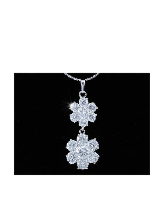 Doppelblumen-Halskette 6 Karat Madison Halskette Größe 39,5 44,5 cm Schmuckgröße 3,2 x 1,5 cm