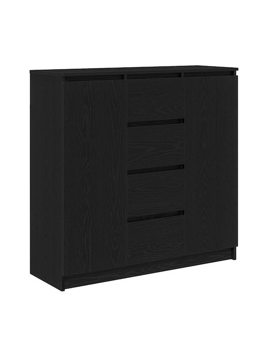 Wooden Chest of Drawers Black Oak 100.5x35x98.5cm