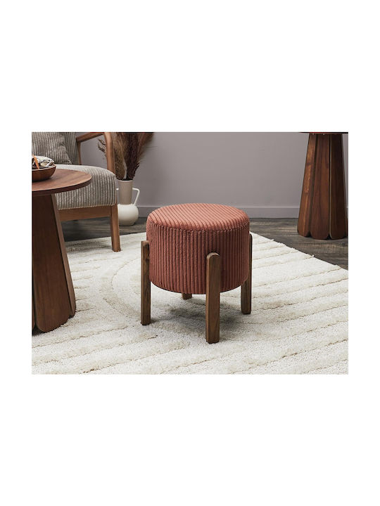 Stool Footstool Wooden Terracotta 35.5x35x35cm