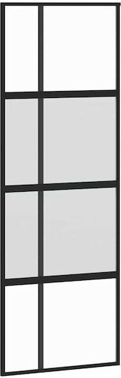 Vidaxl Συρόμενη Πόρτα Σετ Υλικού Μαύρο 76x205 Cm Γυαλί Μετριασμένο Μαύρο