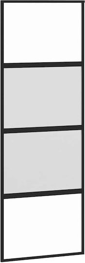 Vidaxl Συρόμενη Πόρτα Σετ Υλικού Μαύρο 76x205 Cm Γυαλί Μετριασμένο Μαύρο