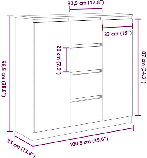 Συρταριέρα Κρεβατοκάμαρας Coffee 100.5x35x98.5cm