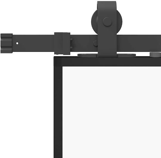 Vidaxl Συρόμενη Πόρτα Σετ Υλικού Μαύρο 76x205 Cm Γυαλί Μετριασμένο Μαύρο