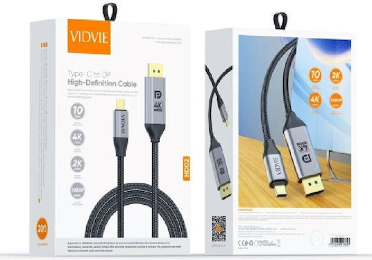 Vidvie Braided Video Cable USB-C male - DisplayPort Μαύρο 2m