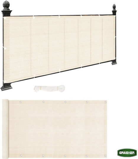 Grasher Rectangular Shade Divider Ecru With Hoop 0.9x6m 160gr/m²