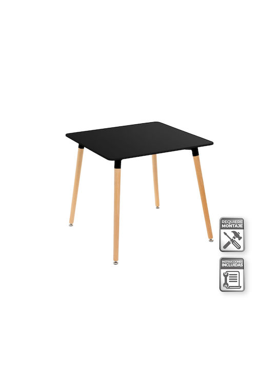 Square Table Metallic Natural Black 80x80x75cm