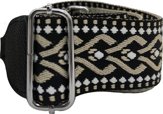 Adjustable Bag Strap 5cm Crossbody or Shoulder Silver Metal Hook Black Design
