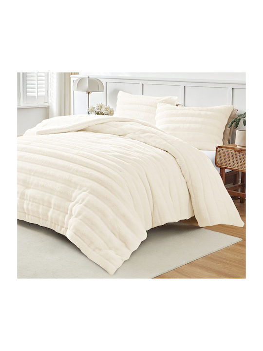 Liolios Home Duvet Cover Queen 240x260cm Volcano Cream