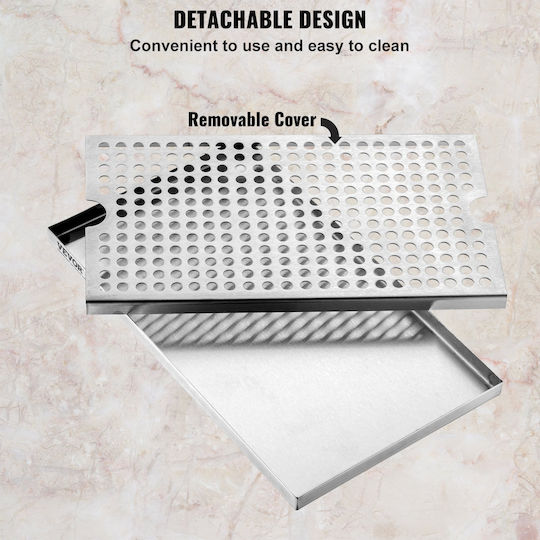 Vevor Beer Drip Tray 304 Stainless Steel Kegerator Drip Trays Non-Slip Pads