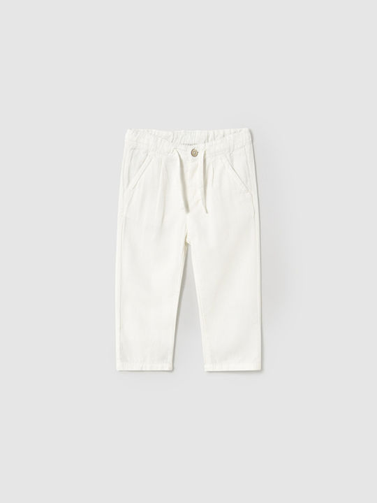 Mayoral Kids' Linen Pants white