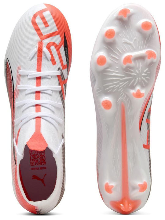 PUMA Ultra 5 Match+ Football Shoes with Cleats FG/AG White PUMA Ultra 5 Match+ Football Shoes with Cleats FG/AG White