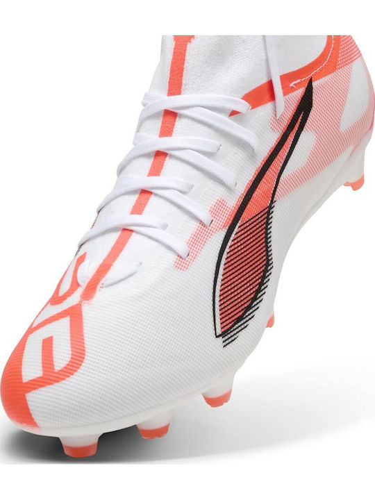 PUMA Ultra 5 Match+ Ποδοσφαιρικά Παπούτσια με Τάπες FG/AG Λευκά