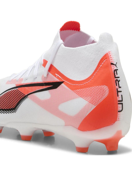 PUMA Ultra 5 Match+ Ποδοσφαιρικά Παπούτσια με Τάπες FG/AG Λευκά