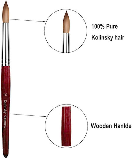 Pensulă Profesională Kolinsky Păr Natural Lemn Nr.8 Acrilic