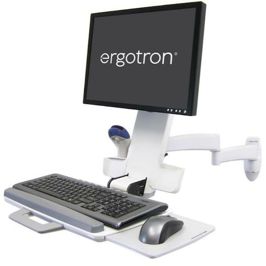 Ergotron 200 Series Wall Mounted Stand Monitor up to 24" with Arm White