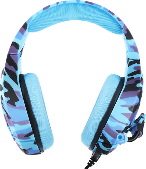 Onikuma K1-B Over Ear Gaming Headset με σύνδεση 3.5mm Camo Blue for PC