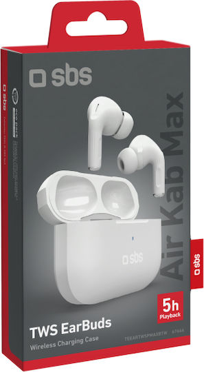 SBS Air Kab Max In-ear Bluetooth Handsfree Earphones with Charging Case White