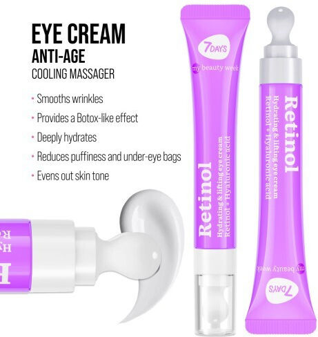 7DAYS Retinol Κρέμα Ματιών για Αντιγήρανση , Ενυδάτωση , Μαύροι Κύκλοι & Σύσφιξη 18ml