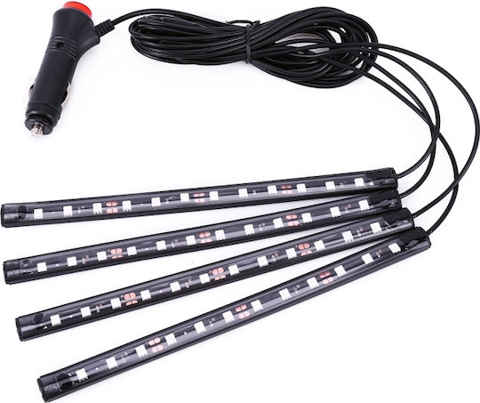 4 1 Universal Car Led Atmosphere Lights Multicolor Decorative Light 48leds Smd-5050 Lamps Dc 12v 3.7w Ice Blue Light