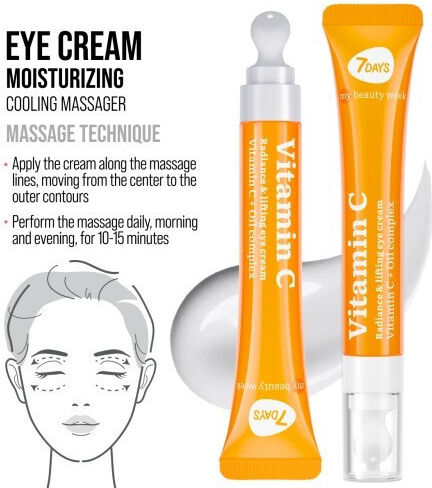 7DAYS Vitamin C Eye Cream for Anti-Aging Moisturizing Brightening Dark Circles and Firming 18ml
