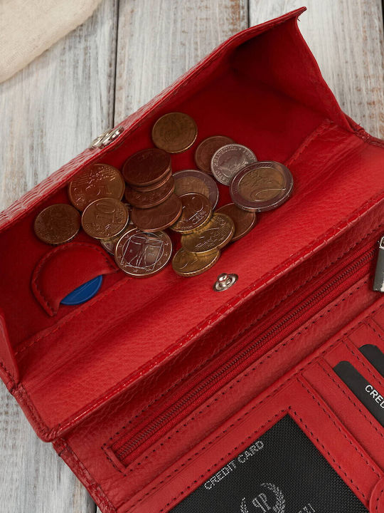 Klein Leder Damen Geldbörse Klassisch mit RFID Rot