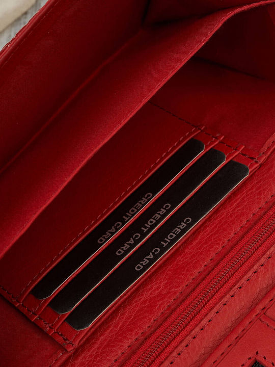 Klein Leder Damen Geldbörse Klassisch mit RFID Rot