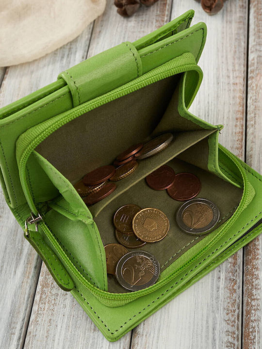 Small Leather Women's Wallet Classic with RFID Green