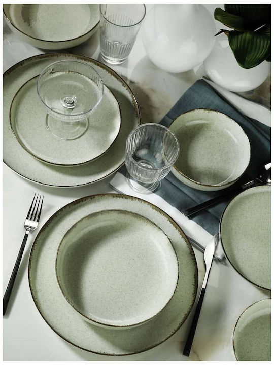 Kutahya Porselen Mood Plate Shallow made of Porcelain Green with Diameter 27cm