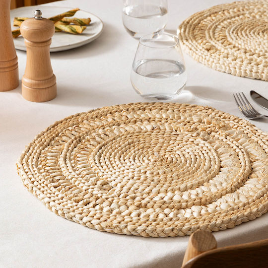 Σουπλά Στρογγυλό Ψάθινο Μπεζ 38cm