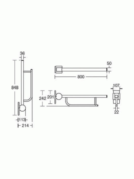 Ideal Standard Λαβή Μπάνιου Inox ΑΜΕΑ 80cm Λευκή