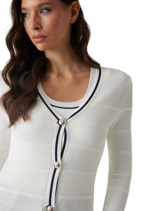 Long Women's Knitted Cardigan Cream