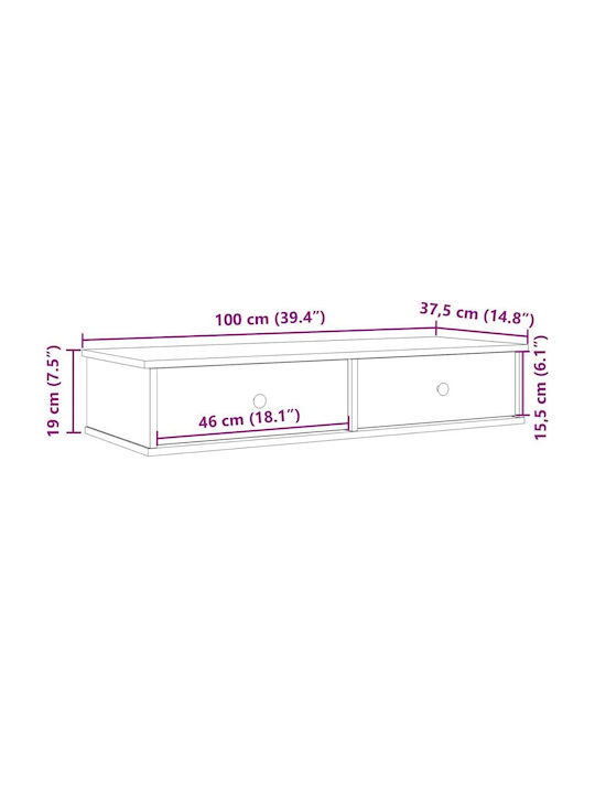 Рафт Стенен Бял 100x37.5x19см.