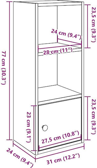 Bibliothek Schwarz Eiche 31x24x77cm