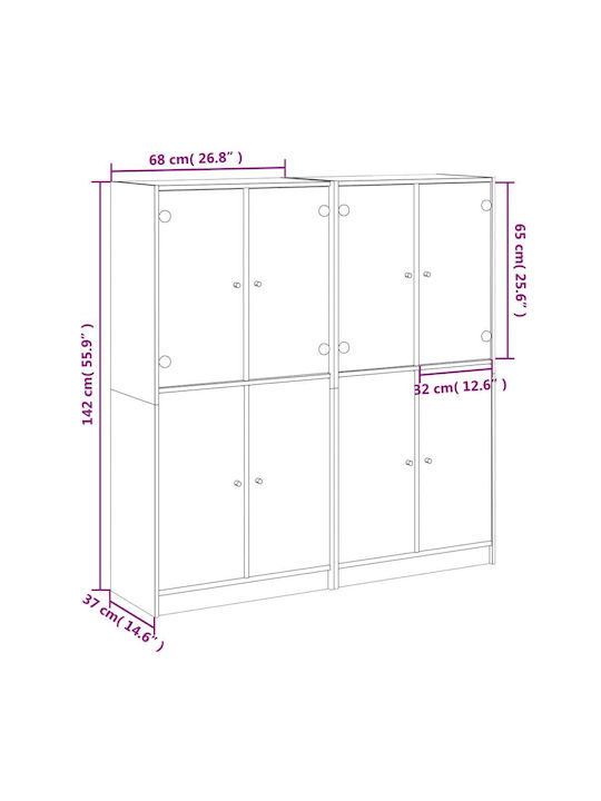 Bookcase White 136x37x142cm