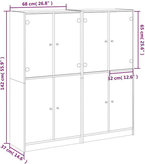 Bibliothek Weiß 136x37x142cm