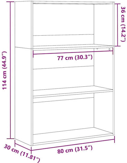 Bücherschrank Rauchige Eiche 80x30x114cm
