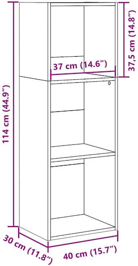 Bibliothek Grau Beton 40x30x114cm