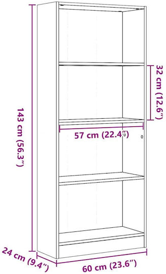Библиотека Сив Цимент 60x24x143см