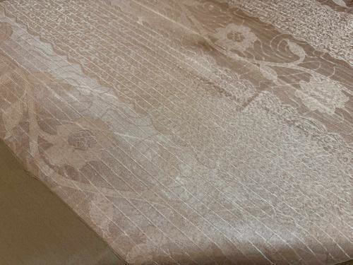 7-piece Satin Jacquard Border Merano Tablecloth Set Mocha Lh2065207-1