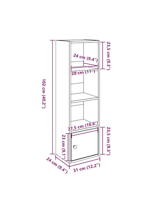 Smoke Tree Bookcase 31x24x102 cm