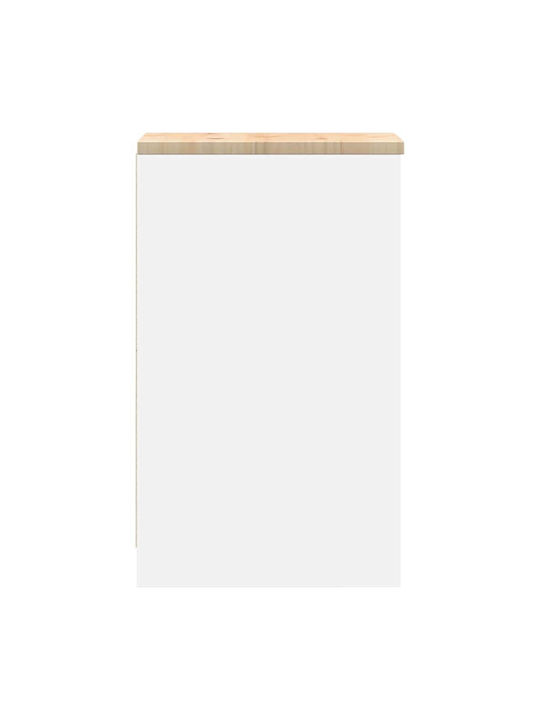 Living Room Display Cabinet Made of Solid Wood White 30x51x85cm