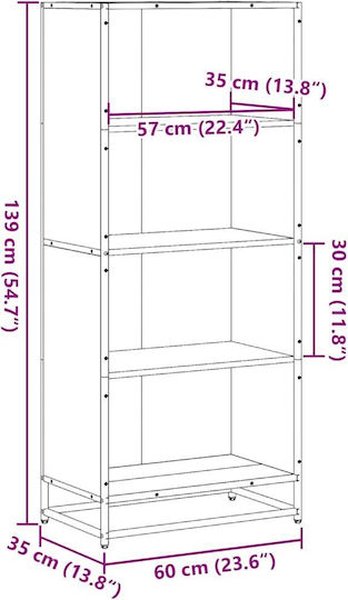 Bibliothek Rauchige Eiche 60x35x139cm